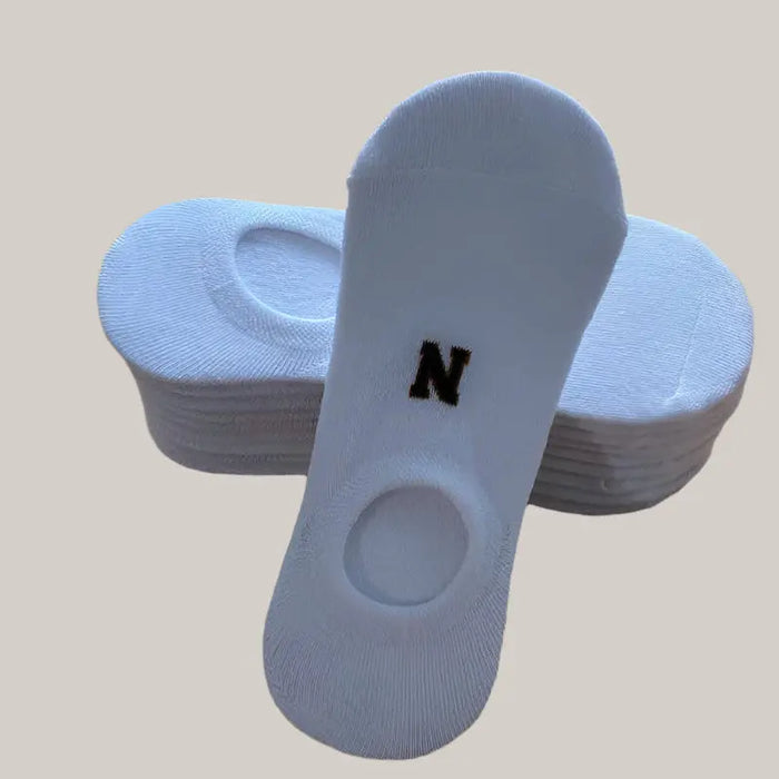 Socks Men And Women Solid Color Boat Socks N white 1PCS