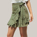 White Skirts Solid Ruffles Bandage Lace Up Sho Green