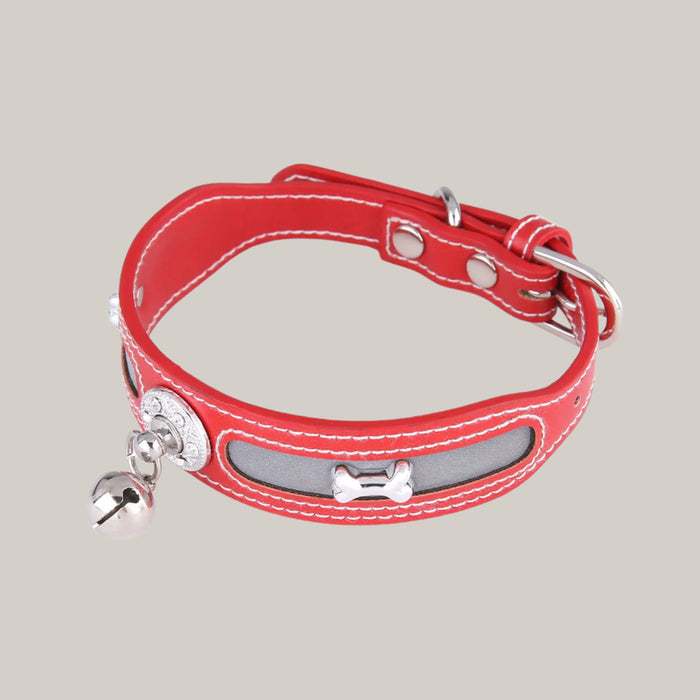 Bone-Pattern Collar for Cats and Dogs Red 25to32cm