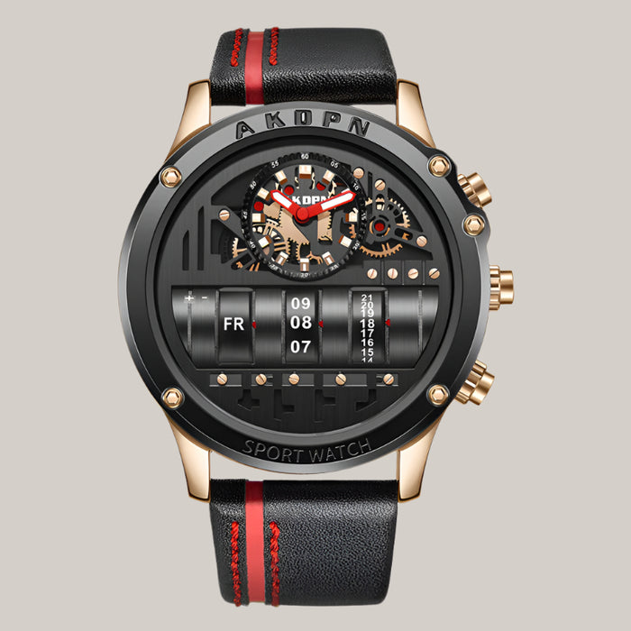 Uniquex Leather-Strap Watch Black