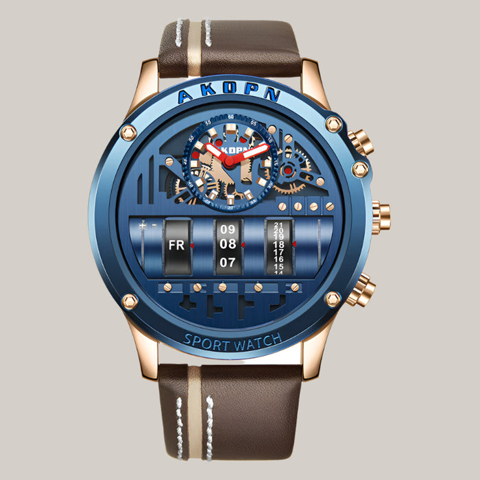 Uniquex Leather-Strap Watch Blue