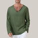 Cotton And Linen Ethnic Style Men's T-shirt Army Green