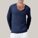 Cotton And Linen Ethnic Style Men's T-shirt Navy Blue