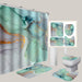 Modern 3D Shower Curtain and Bath Mat Set Green