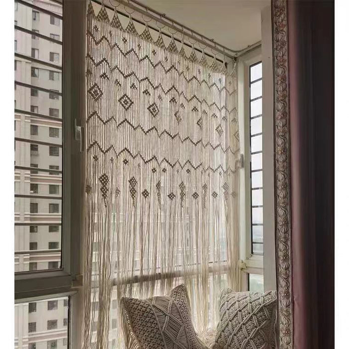 Nordic Handwoven Striped Cotton Door Curtain, 85 × 200 cm