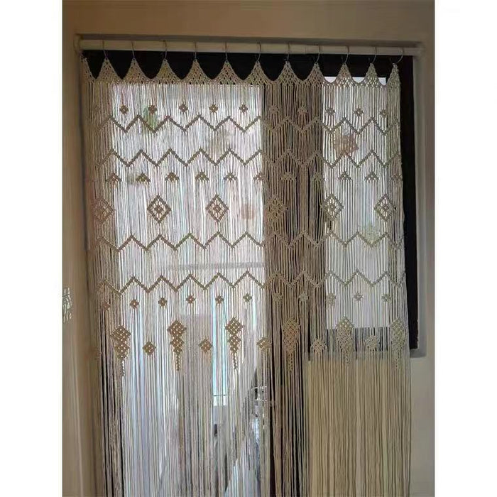 Nordic Handwoven Striped Cotton Door Curtain, 85 × 200 cm