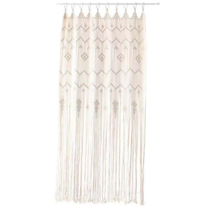 Nordic Handwoven Striped Cotton Door Curtain, 85 × 200 cm 85X200 Beige