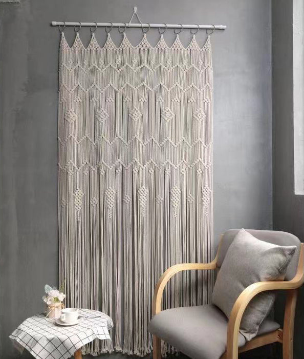 Nordic Handwoven Striped Cotton Door Curtain, 85 × 200 cm