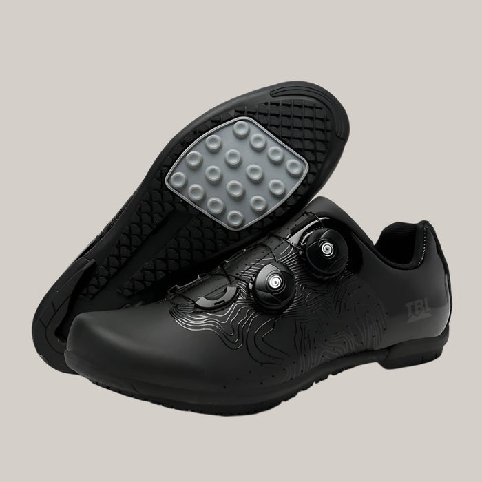 Hard-Sole Cycling Shoes Black Rubber sole