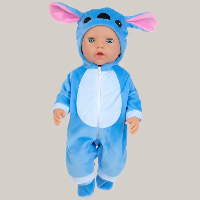 43 cm Doll with Pajama Outfit – 7 Designs Blue