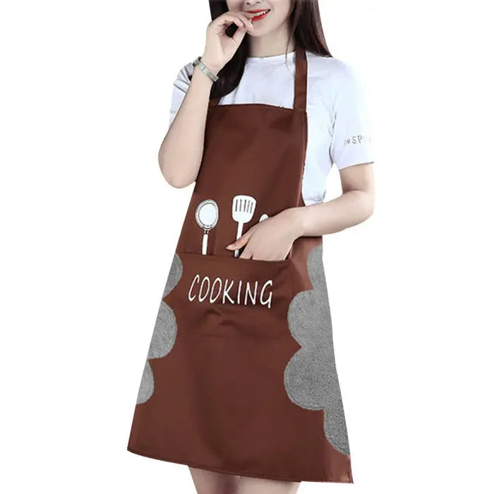 Waterproof Sleeveless Kitchen Apron with Coral Fleece, 71 × 72 cm