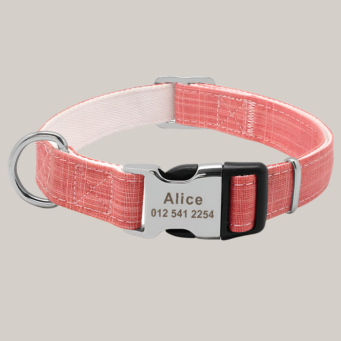 Personalized Dog Collar with ID Tag Pink