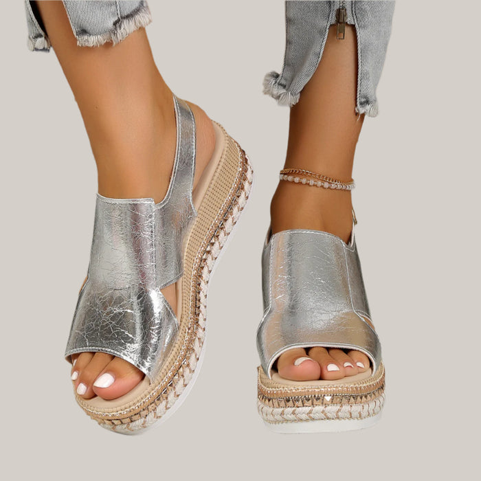 Shiny  Fish Mouth Design Sandal
