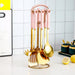 7-Piece Stainless Steel Kitchen Utensil Set Pink 7pcs set
