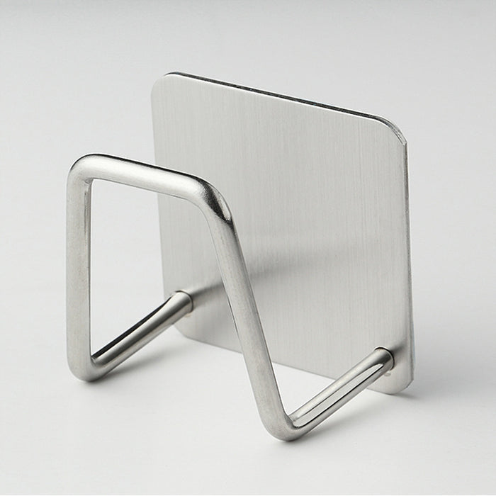 Self-Adhesive 304 Stainless Steel Sink Sponge Holder Silver