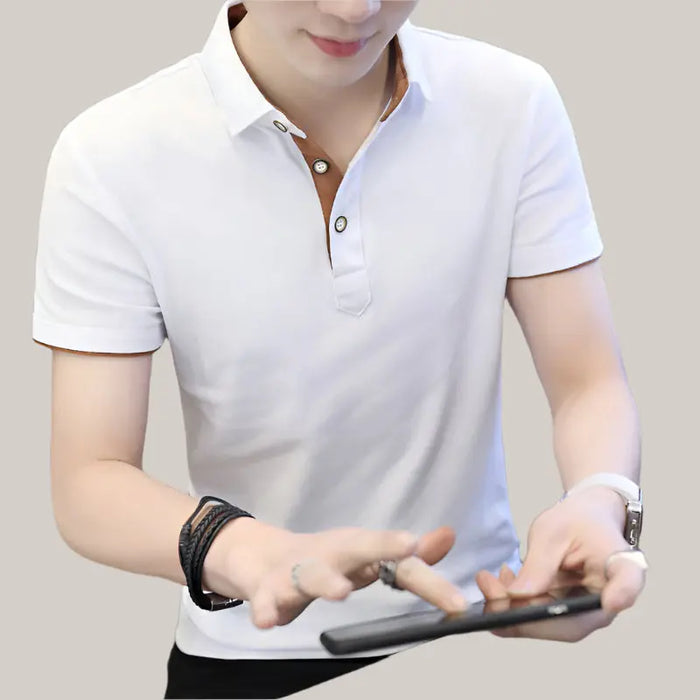 Polo Shirt For Men White and coffee