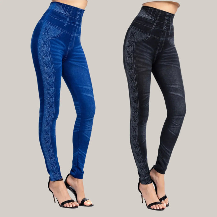 Imitation denim leggings