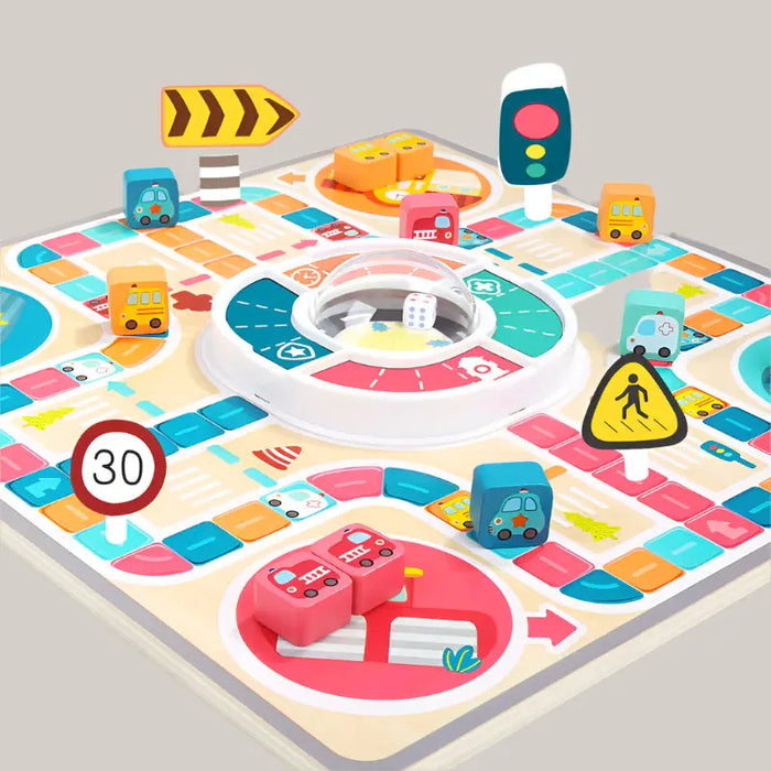 Wooden Traffic-Themed Aeroplane Chess Game
