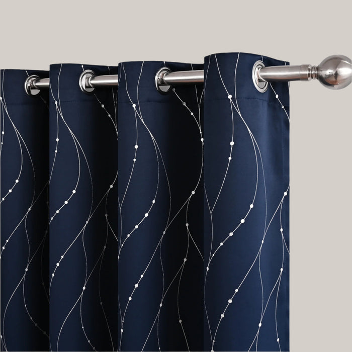 Modern Minimalist Grommet Curtain Panel Navy Blue