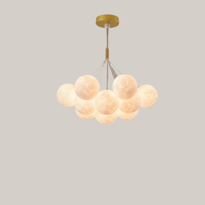 Nordic Moon Bubble LED Chandelier, 4000K Golden 13pcs White ball 12cm
