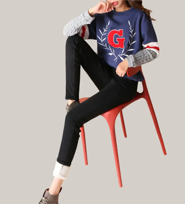 Plush thick jeans Black lamb cashmere