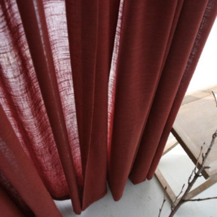 Japanese Linen Half Shade Curtain Red 2pcs