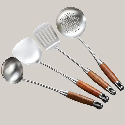 4-Piece 304 Stainless Steel Kitchen Utensil Set with Rosewood Handles Set