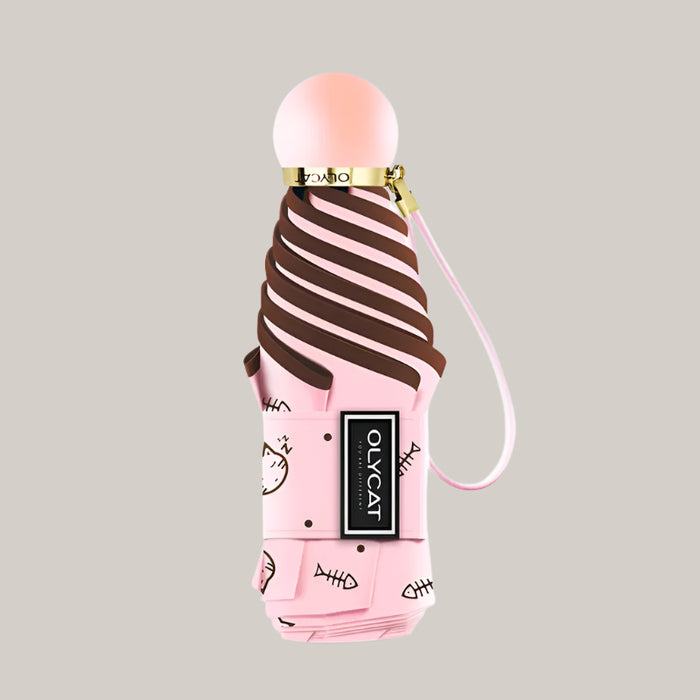 Five-Fold Compact Umbrella with Black Coating – 3 Colors Pink