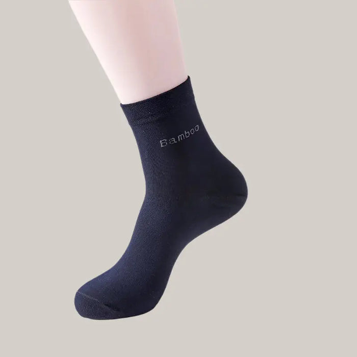 Solid Color Bamboo Fiber Socks For Men Navy Blue One size