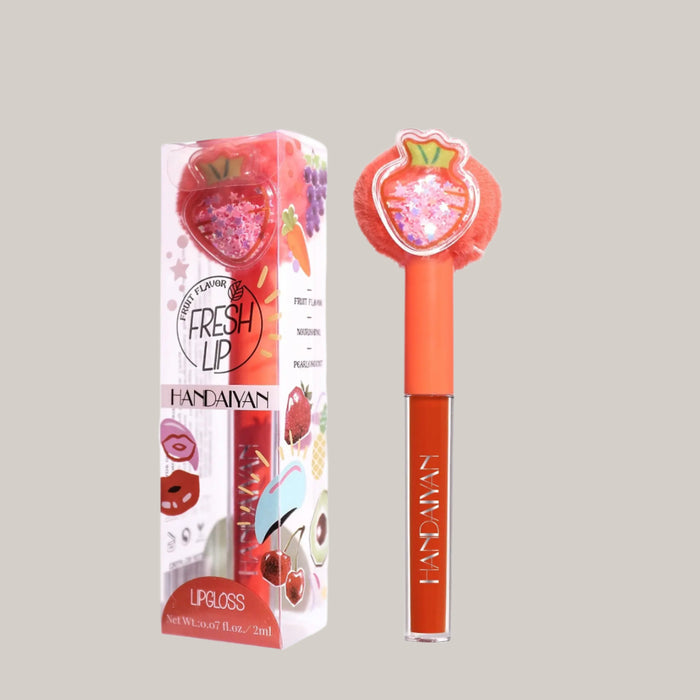 Fruit-Inspired Lip Gloss with Plush Applicator – 4 Shades