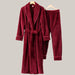Flannel Comfortable Thermal Pajamas Suit Wine Red