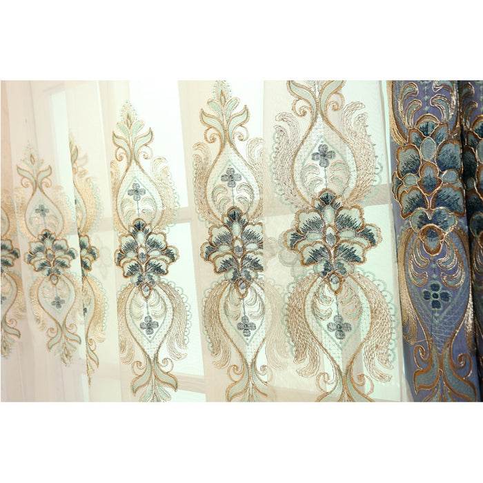 Embroidered Polyester Room-Darkening Curtain Fabric
