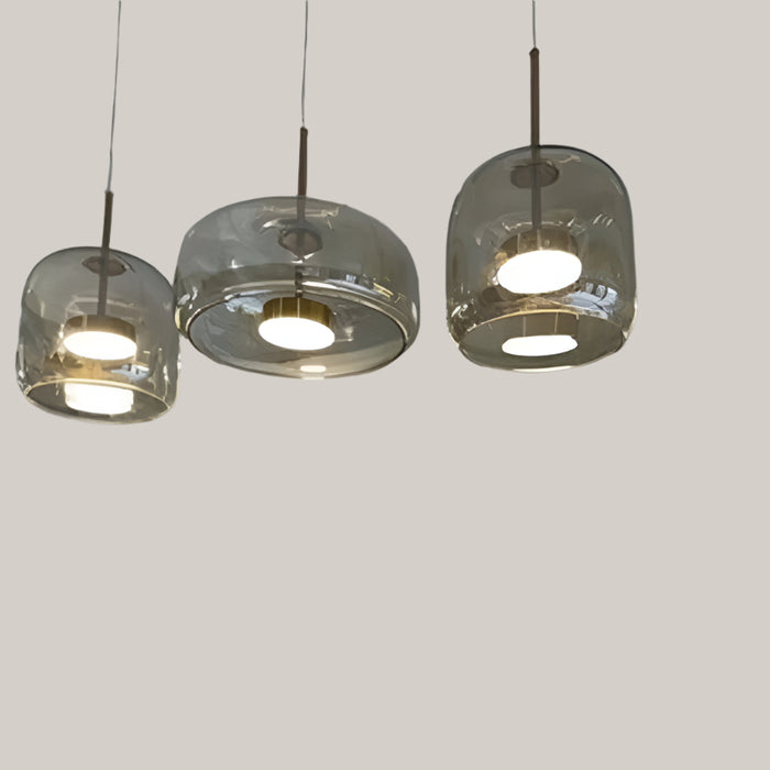 Jellyfish-Shaped Iron and Glass LED Chandelier