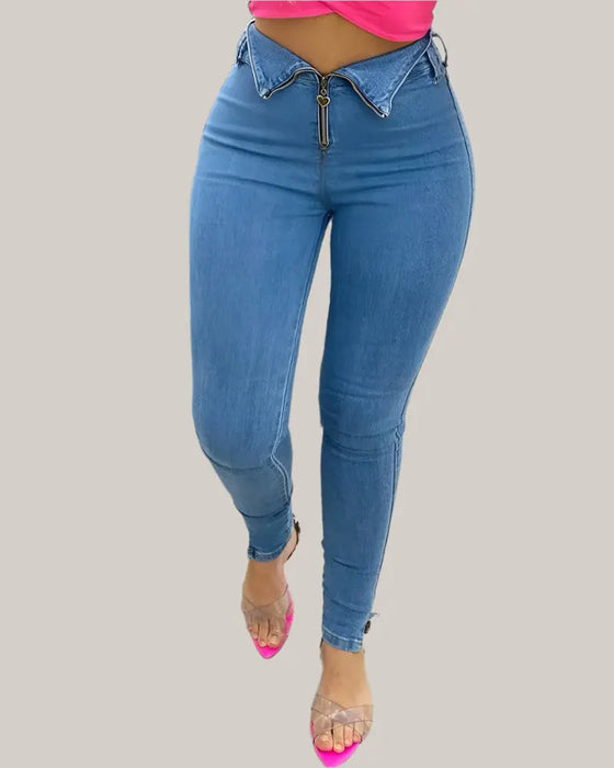 Fashion casual jeans with jeans Blue