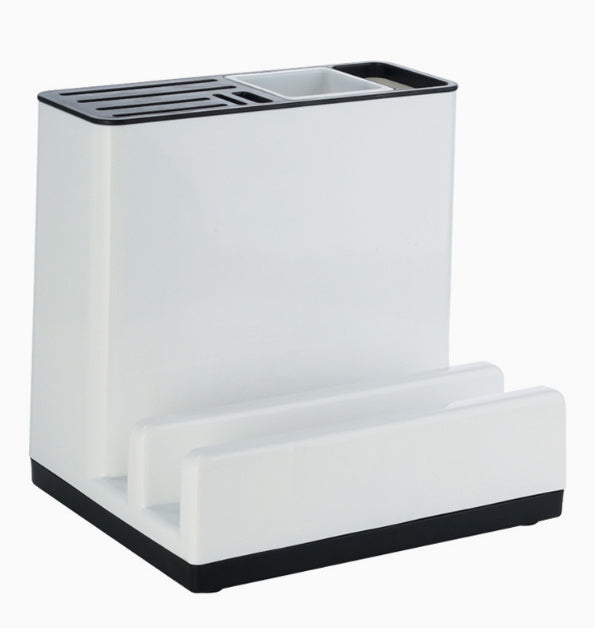 Desktop Plastic Kitchen Knife Storage Rack White