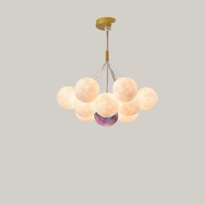 Nordic Moon Bubble LED Chandelier, 4000K Golden 13pcs Color ball 12cm