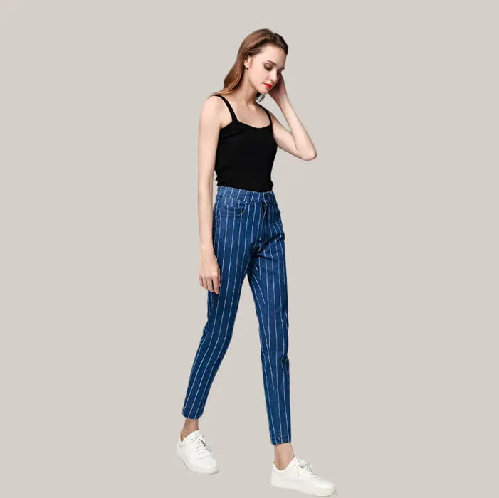 Stretch striped jeans