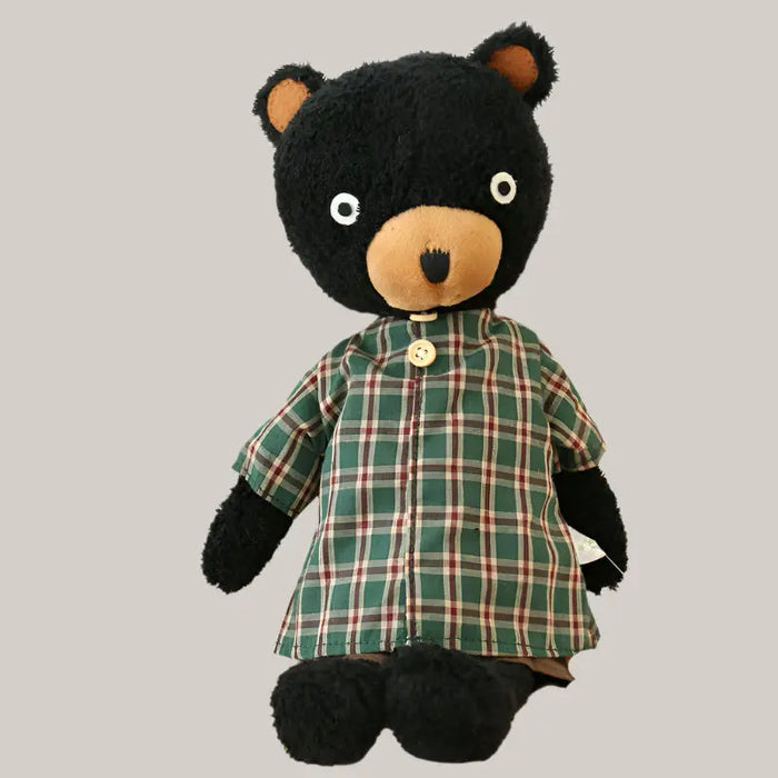 Patterned Teddy Bear Plush Toy – 23 to 73 cm, 7 Designs Plaid black