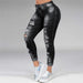 ripped holes show thin stretch jeans Black S
