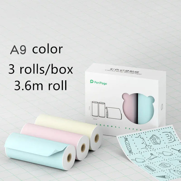 Mini Bliuetooth Wireless Thermal Printer 3.6m 3 rolls set A9 color