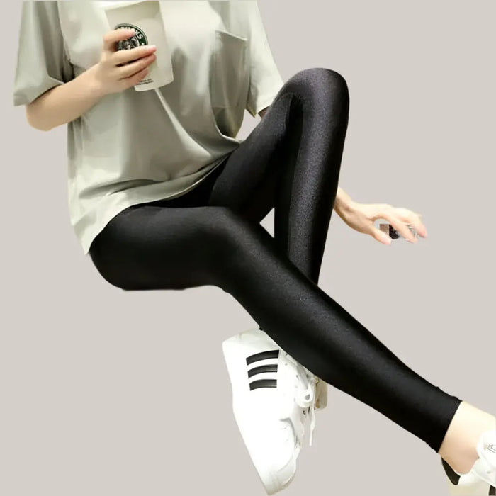 Black gloss leggings