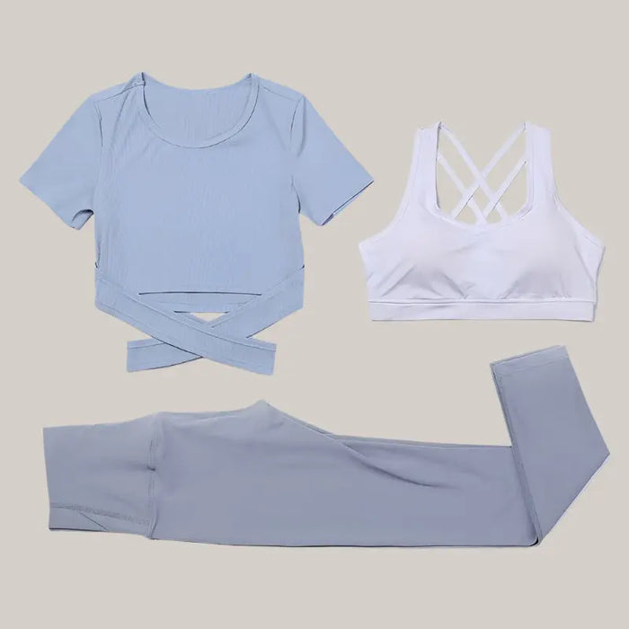 Three-piece speed suit for gym yoga wear Light blue