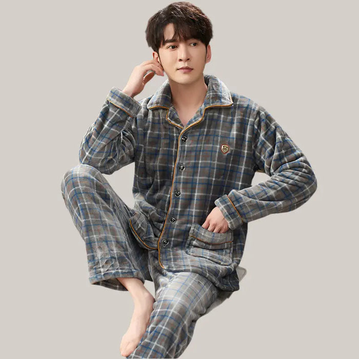 Men's Winter Flannel Pajamas Suit YD9289