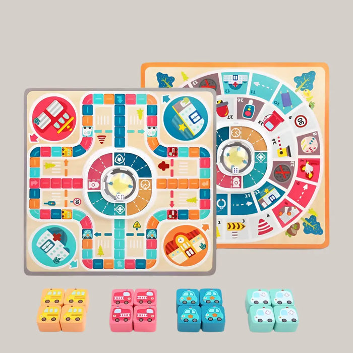 Wooden Traffic-Themed Aeroplane Chess Game