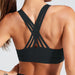 Solid Cross Back Padded Crop Tops Black