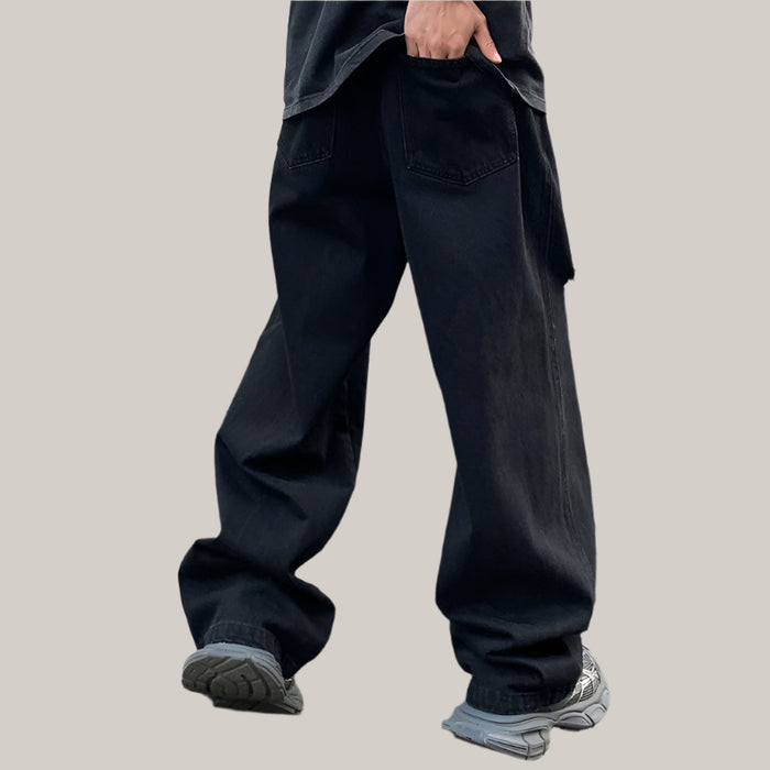 Black Loose Straight Jeans For Men
