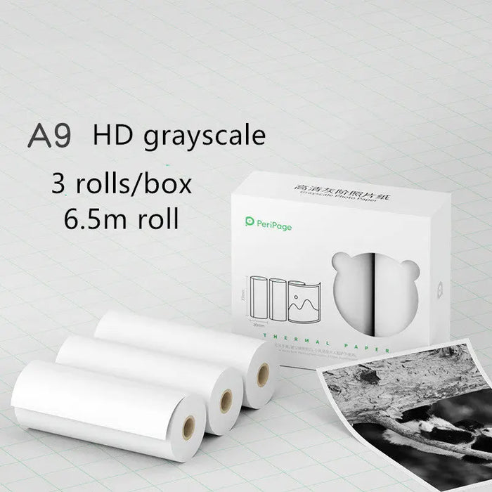Mini Bliuetooth Wireless Thermal Printer 6.5m 3 rolls set Grey