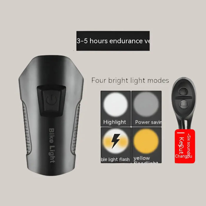 Rechargeable Bicycle Horn Light – 3 Colors Black