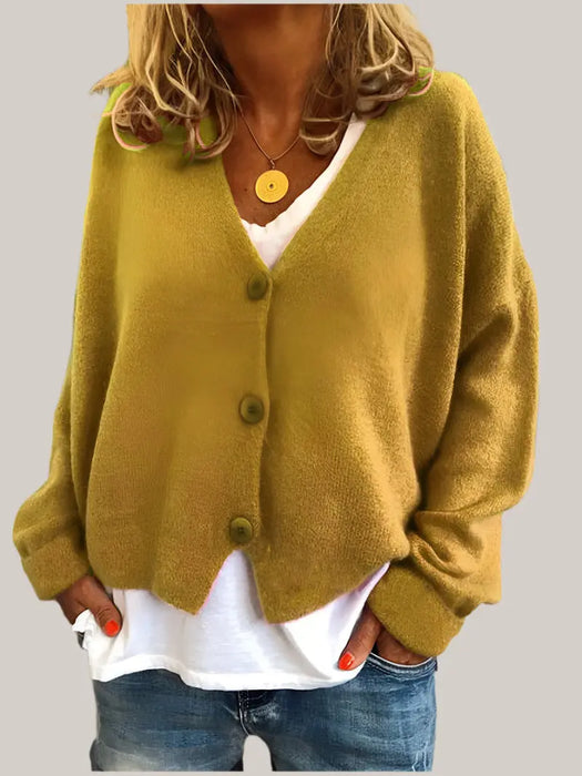 Women Cardigans Sweater Yellow