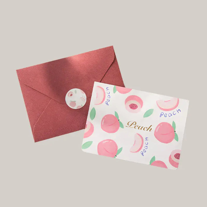 10-Piece Foil-Stamped Fruit Greeting Card Set – 7 Designs Peach 10PCS